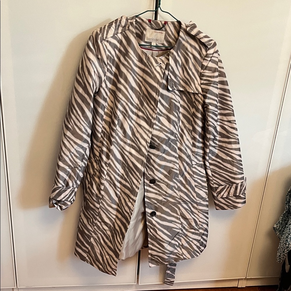 Banana Republic Zebra Print Trench Coat - Brown and White